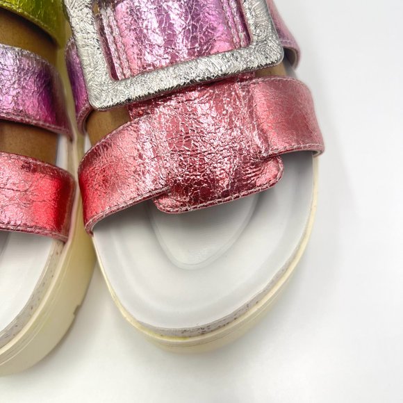 Franco Sarto Womens Patricia Pink‎ Silver Green Blue Platform Sandals 6.5 - Picture 5 of 13